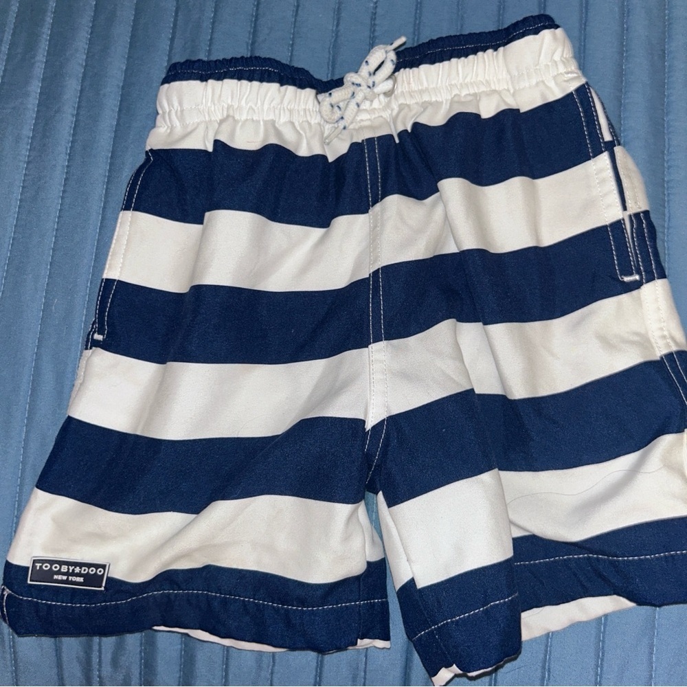 Toobydoo Blue and White Swim Trunks Nautical Stripes